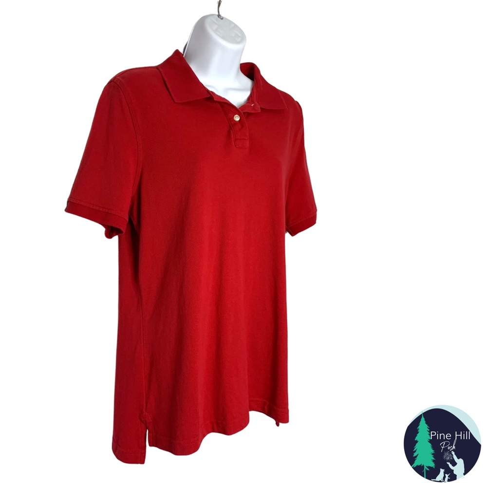Lands End Polo Shirt Golf Shirt Womens Small Red Short Sleeve High Low Hem EUC